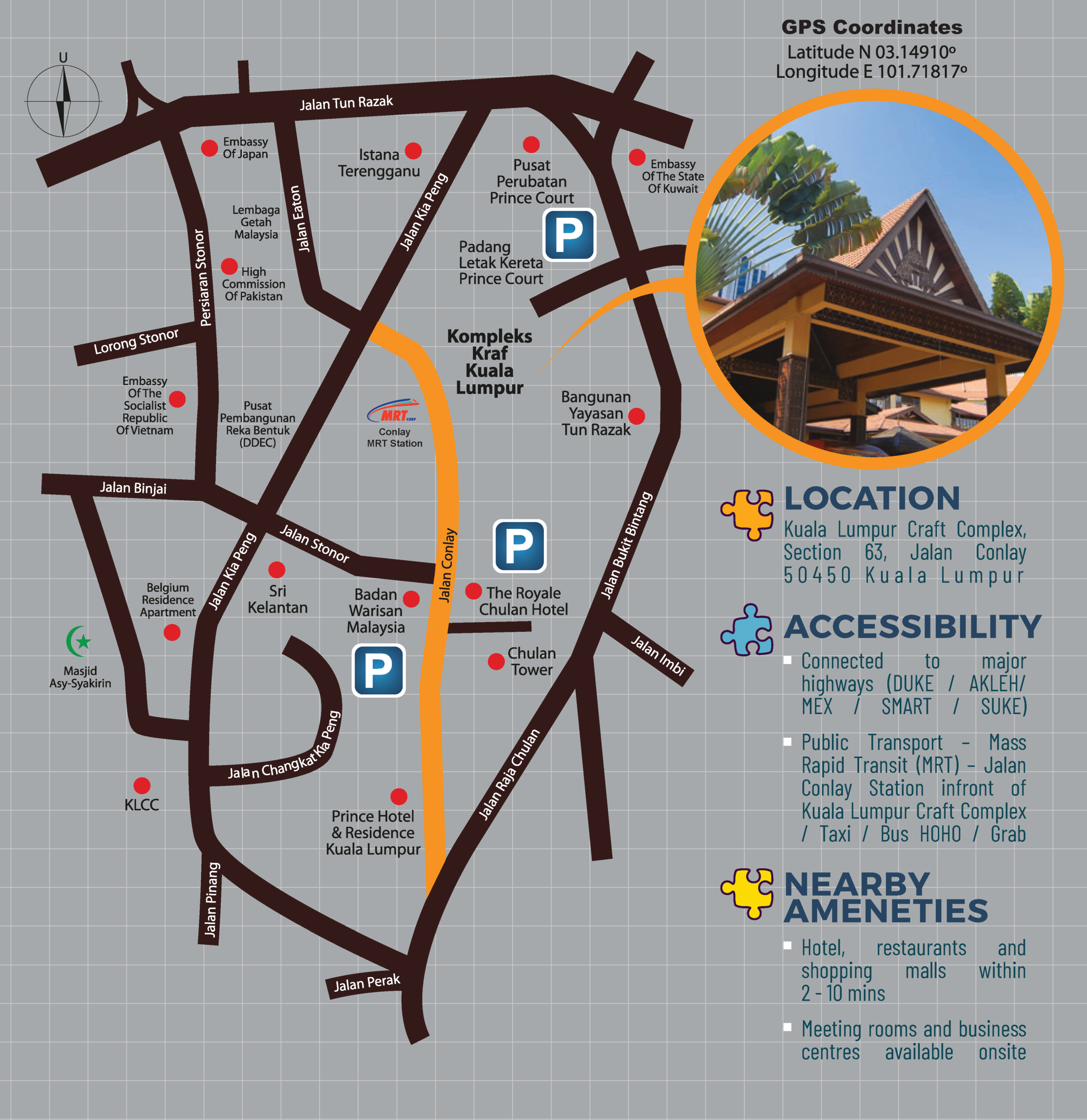 Map showing the Kuala Lumpur Craft Complex on Jalan Conlay